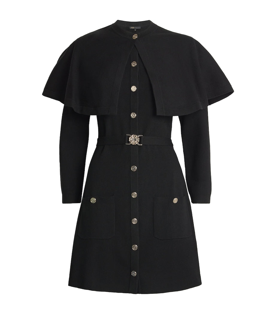 Black Knitted Cape Dress