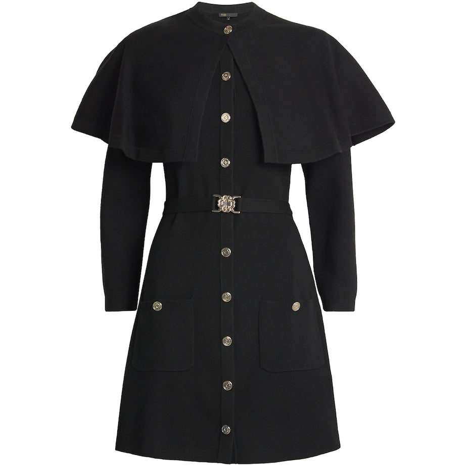 Black Knitted Cape Dress