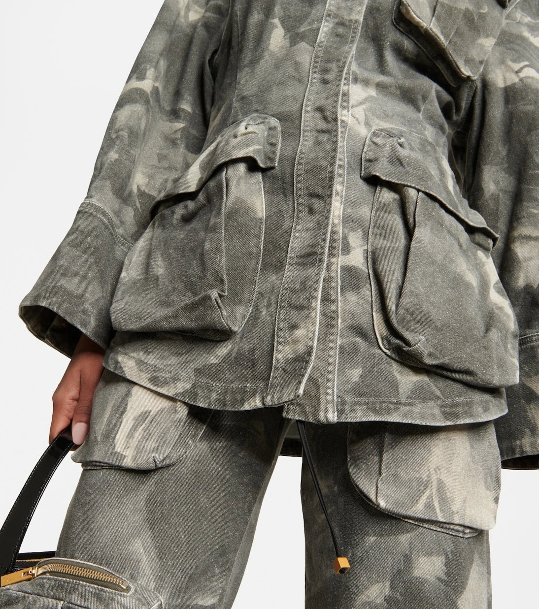 Blumarine - Belted printed denim jacket