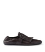 Calf Leather Fringed Monk-Strap Shoes