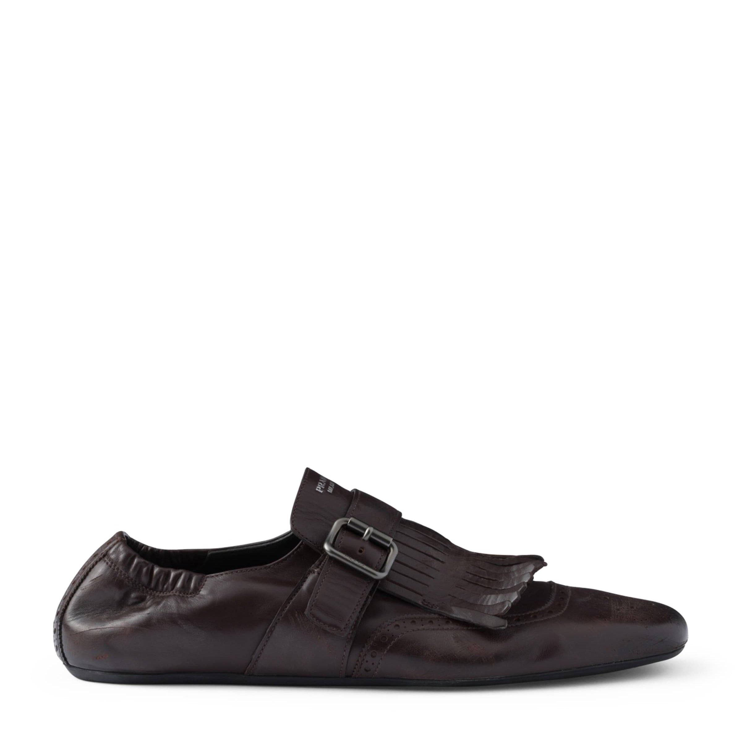 Calf Leather Fringed Monk-Strap Shoes