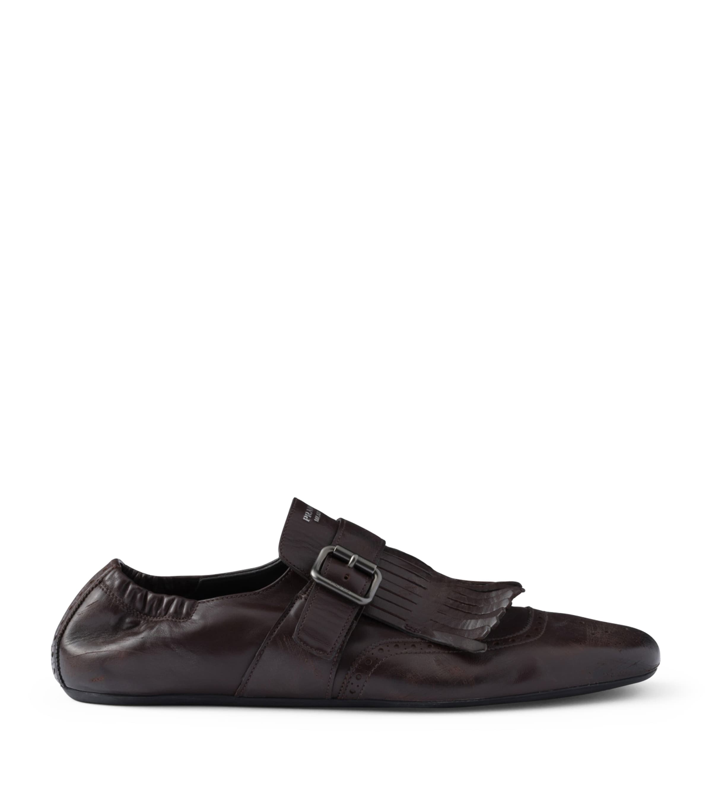 Calf Leather Fringed Monk-Strap Shoes