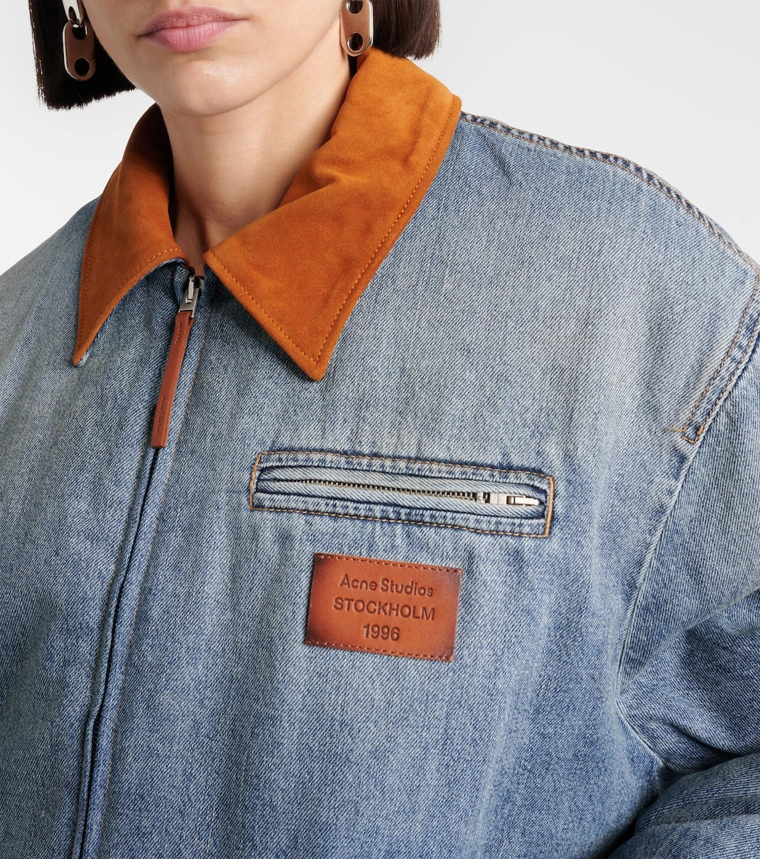 Acne Studios - Okra suede-trimmed denim blouson jacket