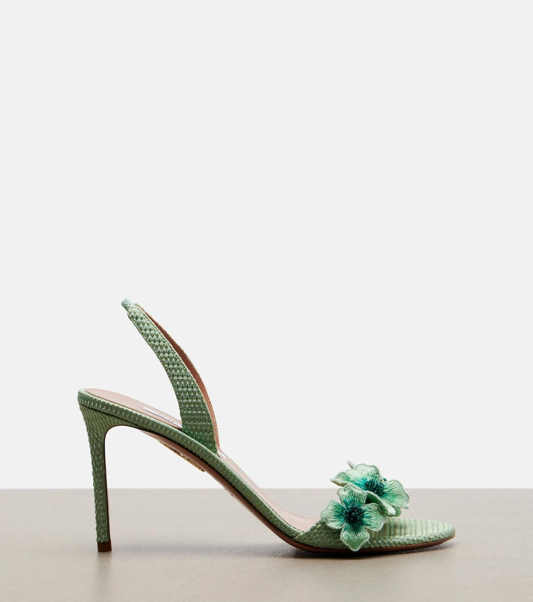 Aquazzura - Passionflower beaded raffia slingback sandals