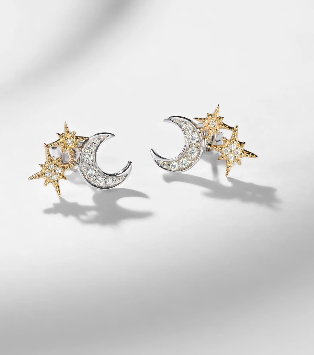 Sydney Evan - Moon 14kt gold earrings with diamonds