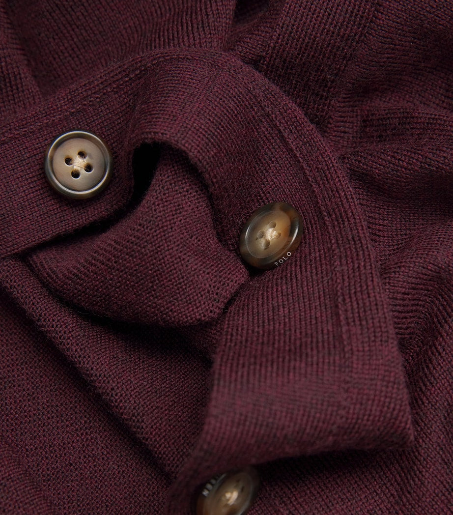 Polo Ralph Lauren Burgundy Merino Wool V-Neck Cardigan