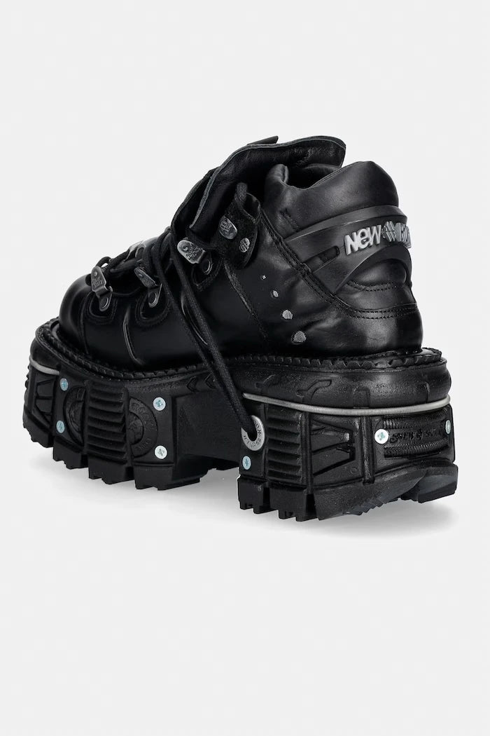 New Rock ITALI NEGRO, TERNERA NEGRO, PULIK NEGRO kadın deri spor ayakkabı