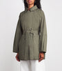 Green Cotton Short Trench Coat