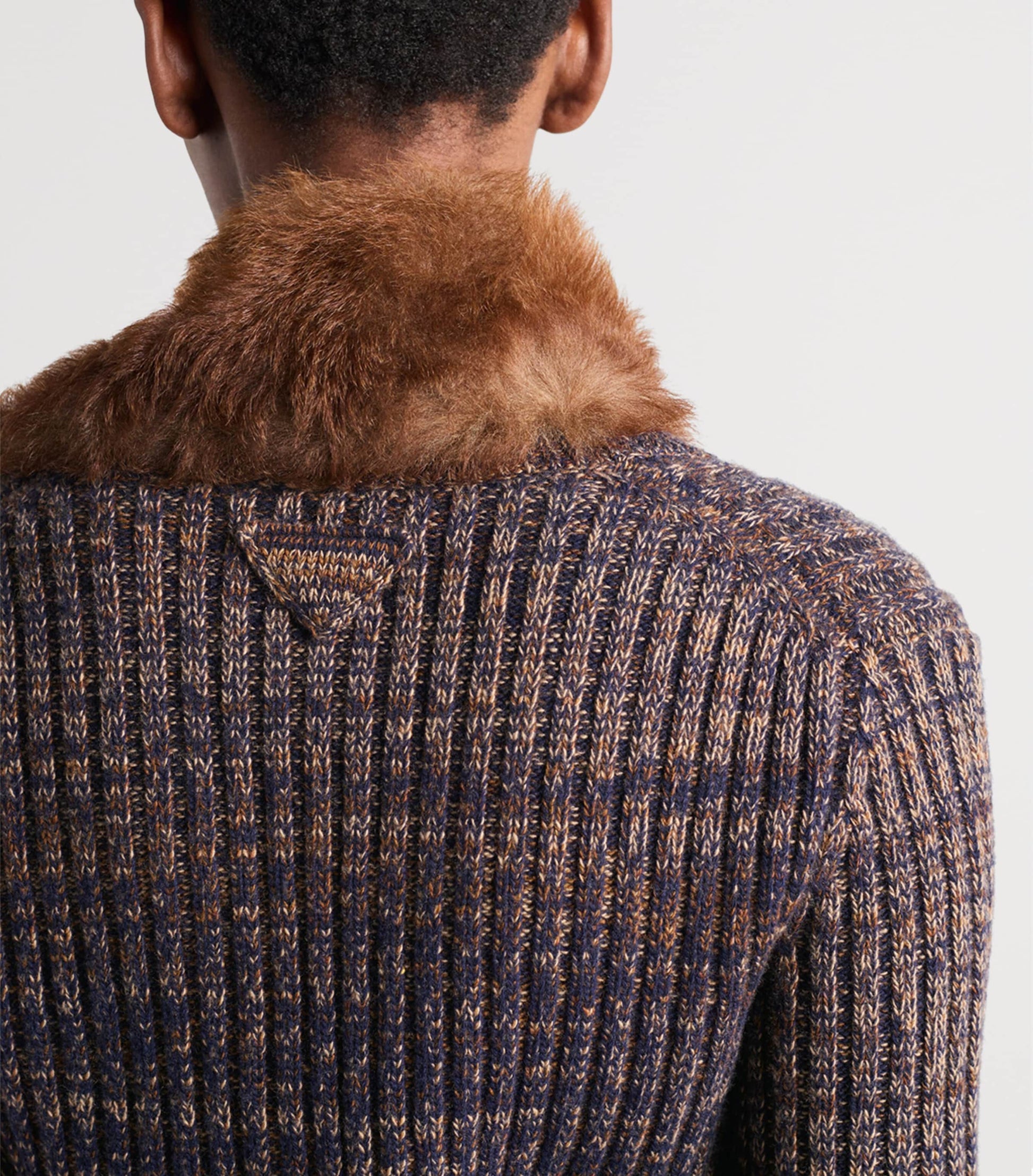 Blue Wool-Cashmere Mouliné Cardigan