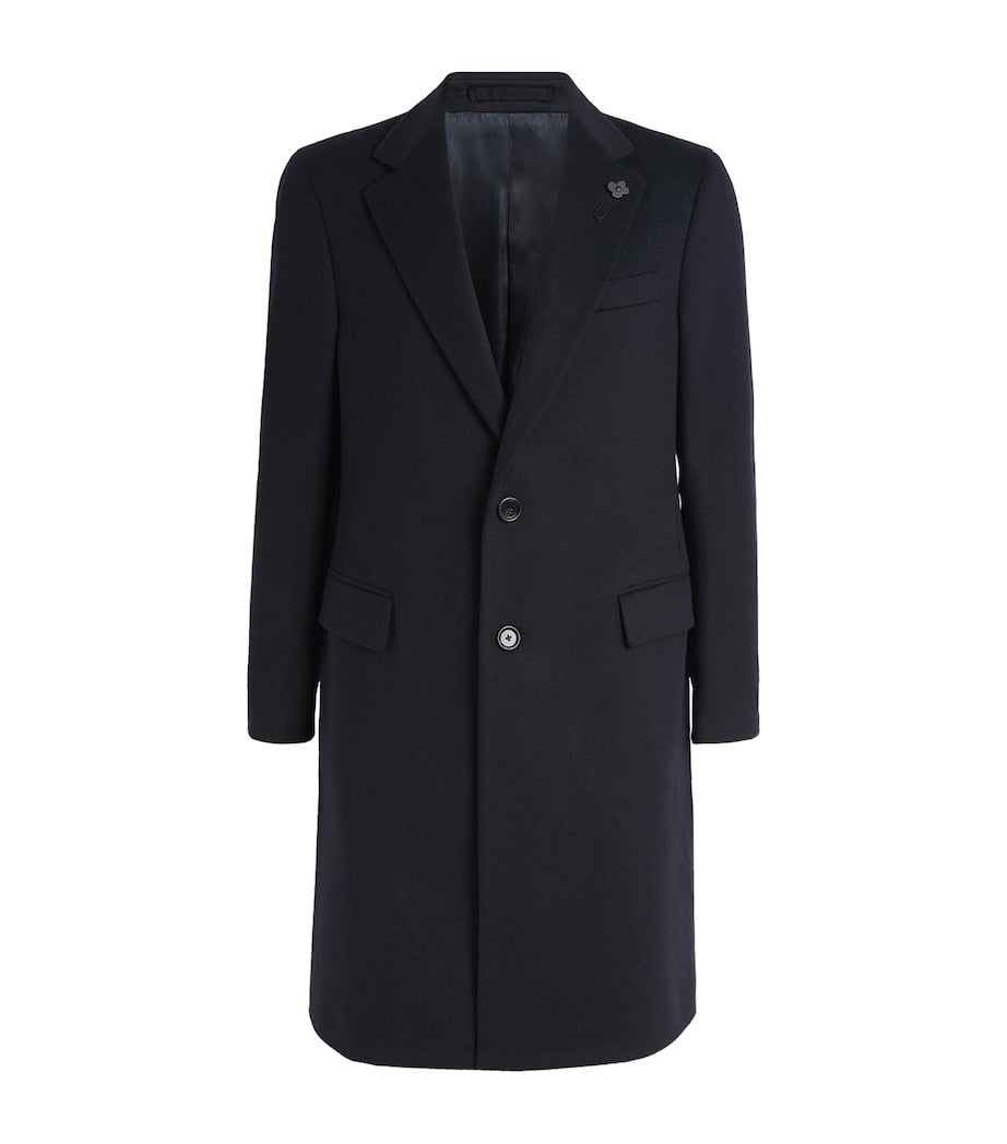 Navy Virgin Wool Overcoat