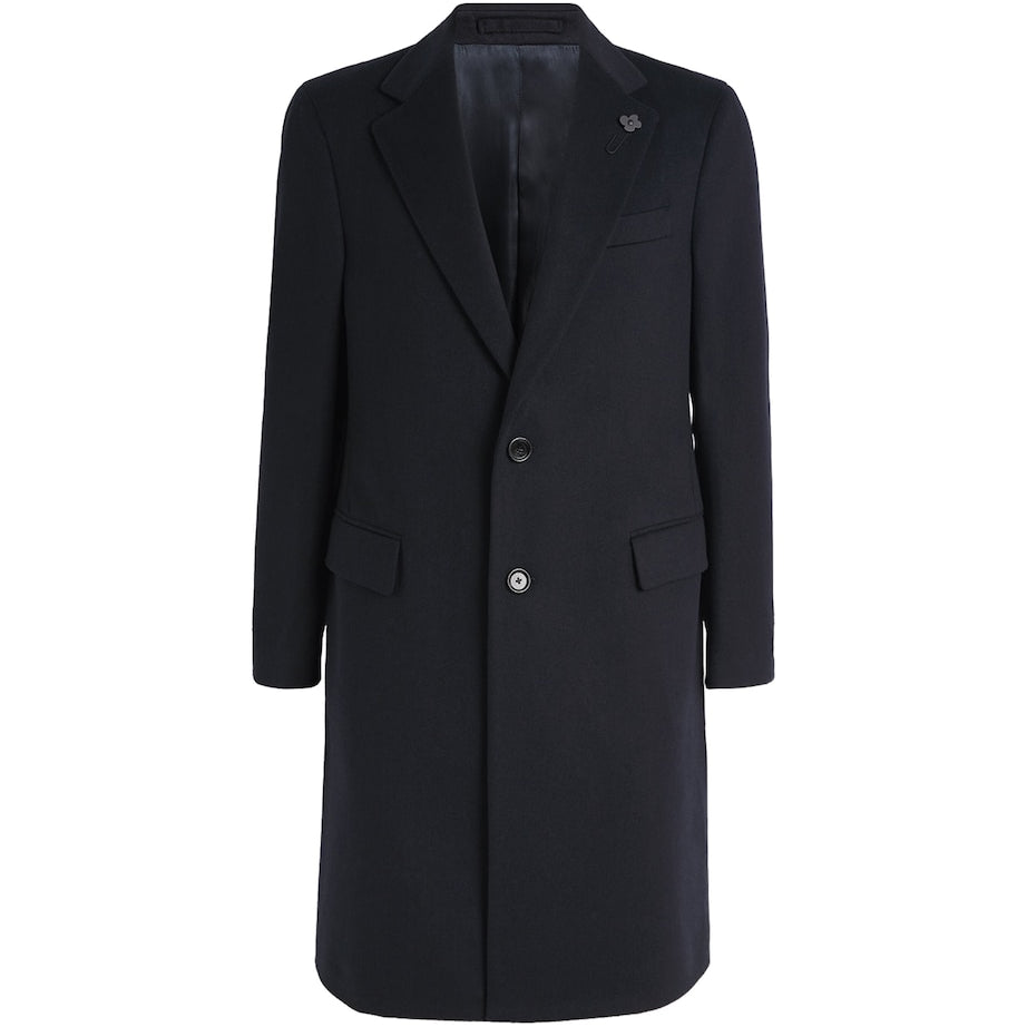 Navy Virgin Wool Overcoat