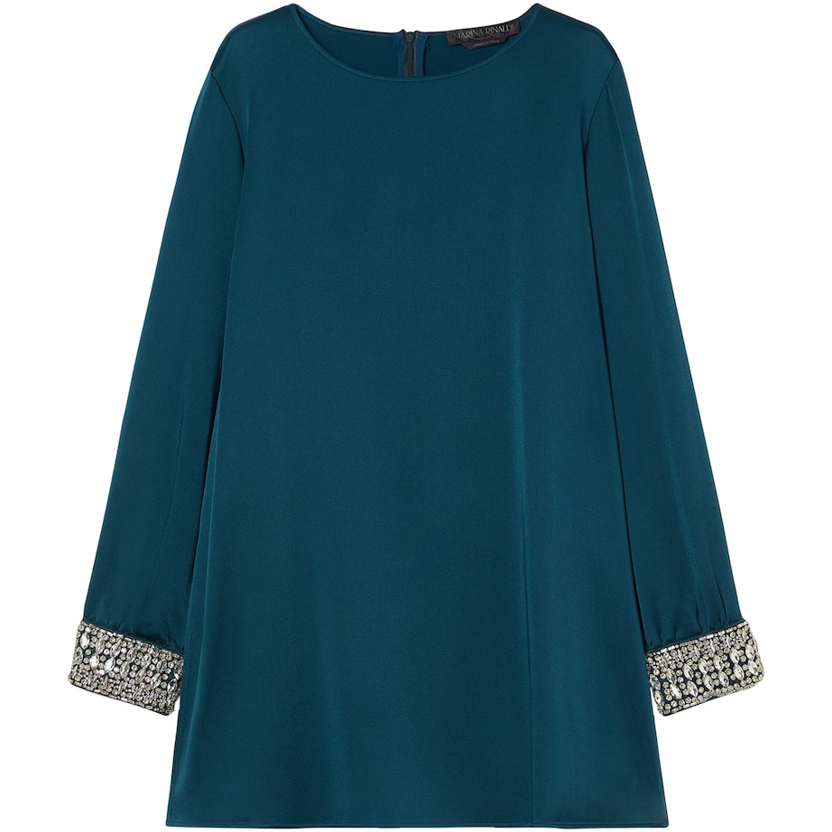 Marina Rinaldi Green Satin Embellished Liguria Blouse