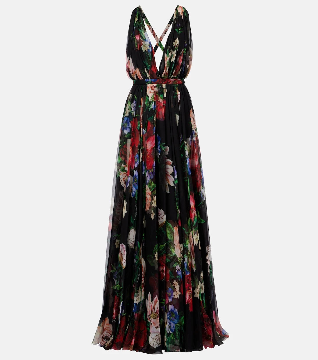 Dolce&Gabbana - Floral pleated silk chiffon gown