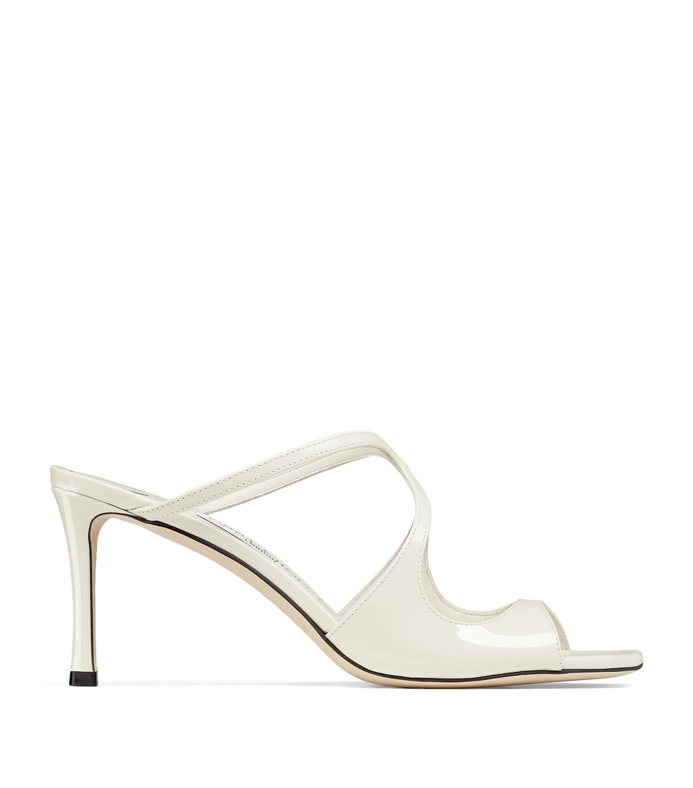 Jimmy Choo White Anise 75 Patent Leather Sandals
