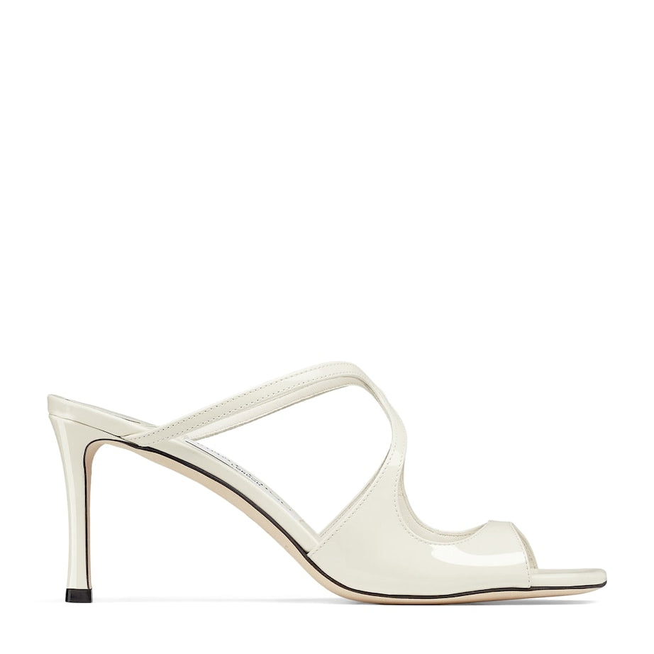 Jimmy Choo White Anise 75 Patent Leather Sandals