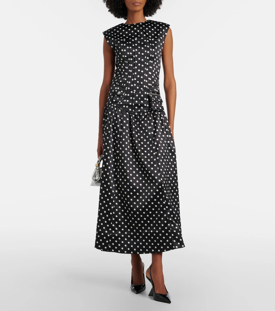 Ganni - Polka-dot satin corset top