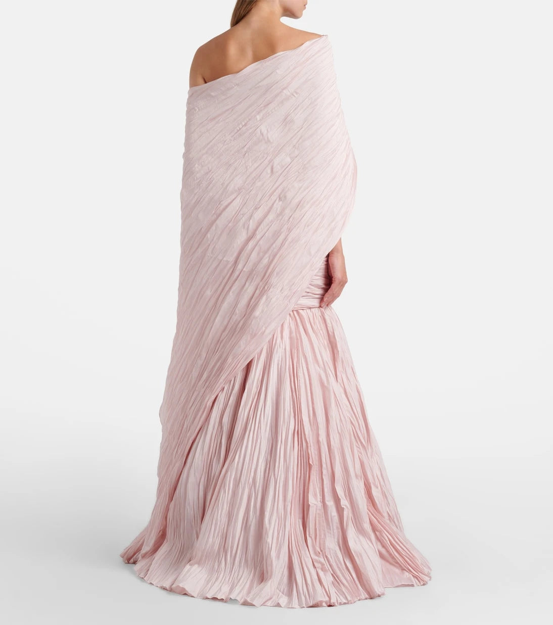 Marmar Halim - Pleated taffeta bustier gown and cape set