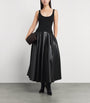 Alice+Olivia Black Scuba-Faux Leather Adley Dress