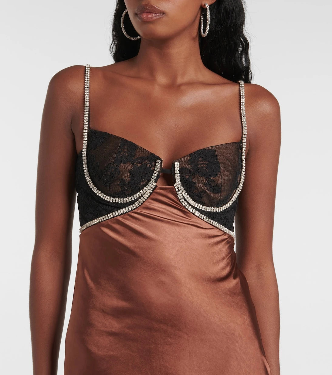 Self-Portrait - Embellished satin gown