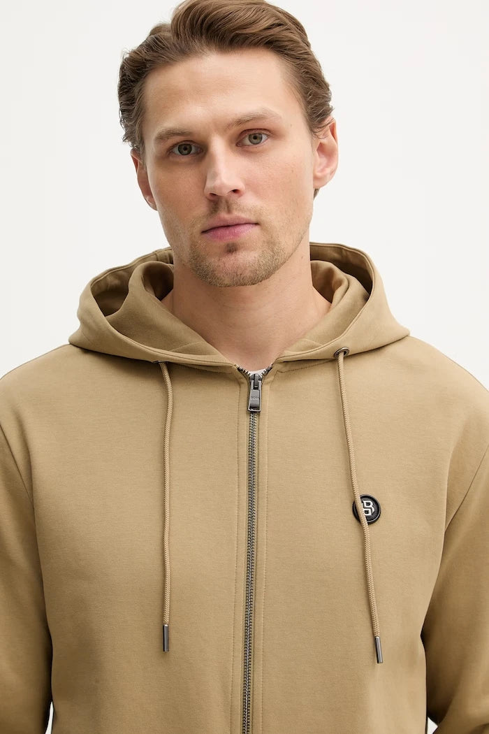 BOSS erkek pamuklu kapüşonlu ve fermuarlı sweatshirt C-Spence 01