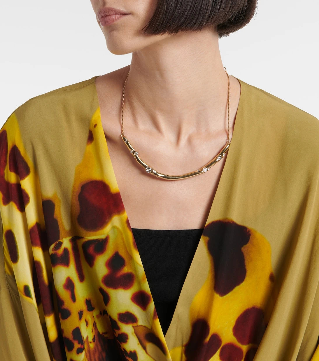 Dries Van Noten - Baskılı dökümlü saten bluz