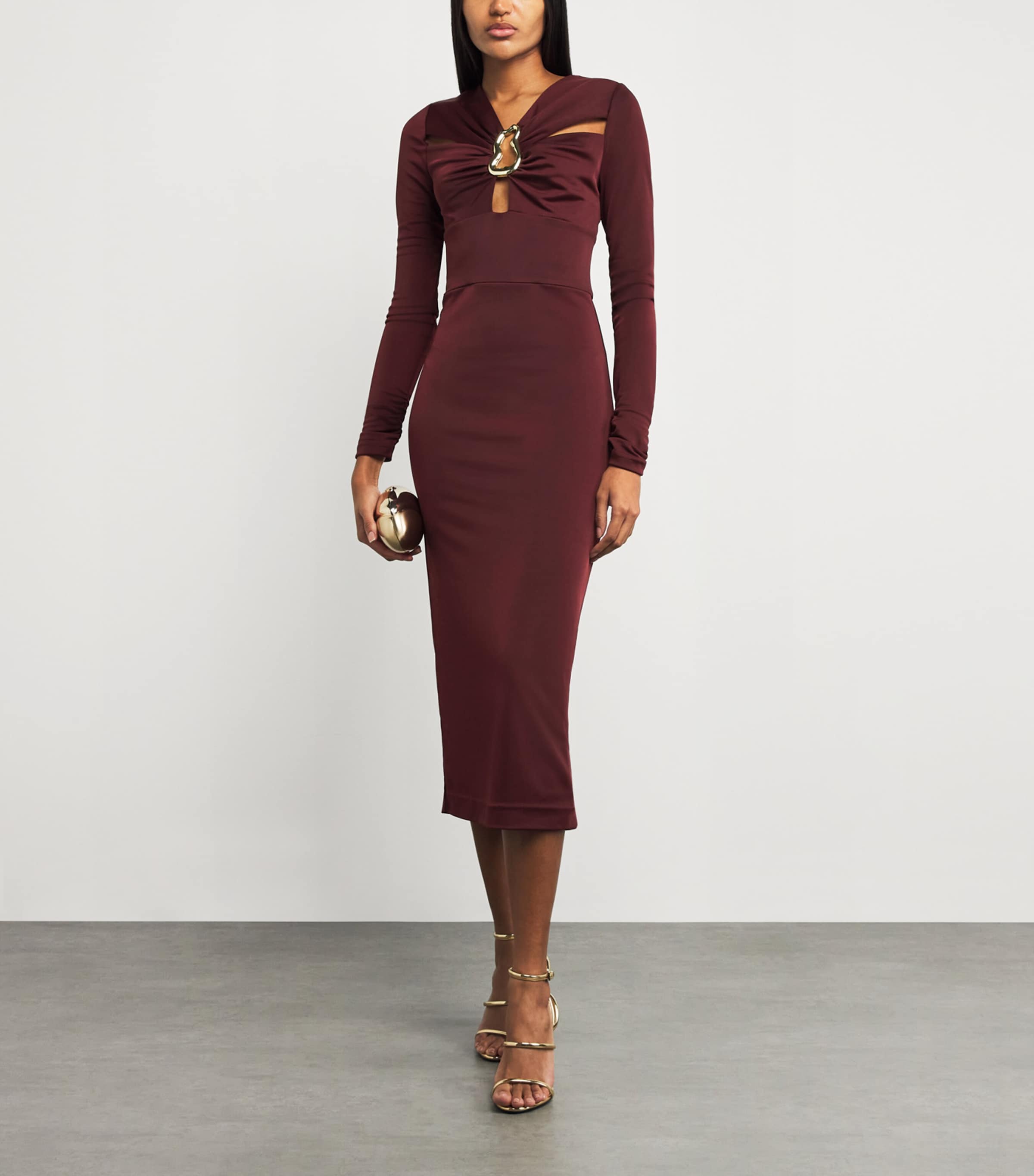 Rebecca Vallance Burgundy Jersey Mischa Midi Dress