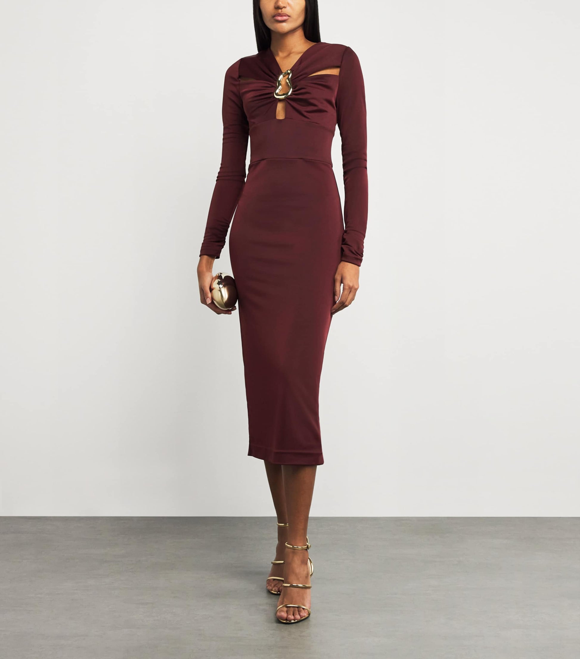 Rebecca Vallance Burgundy Jersey Mischa Midi Dress