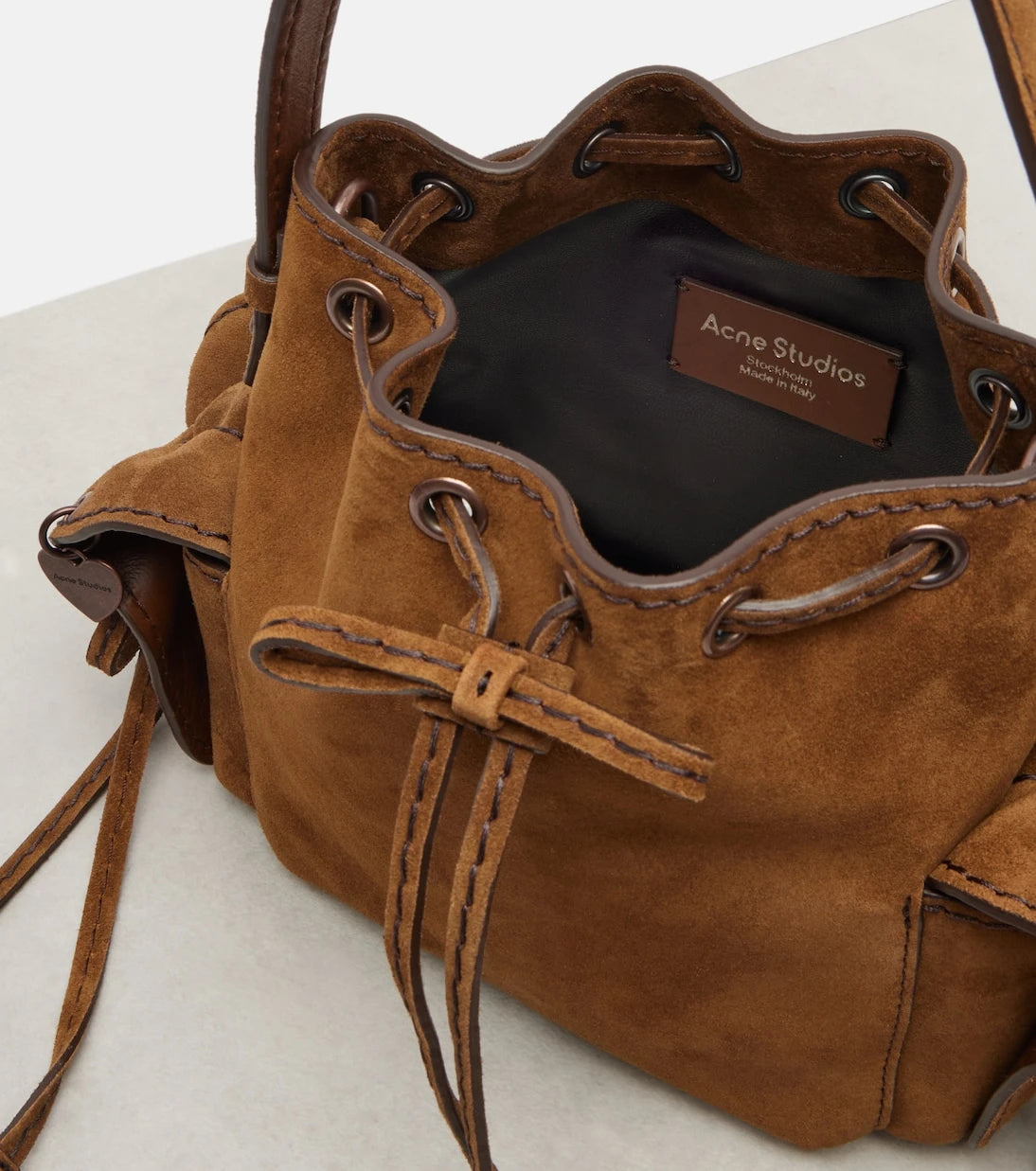 Acne Studios - Multipocket Mini suede bucket bag