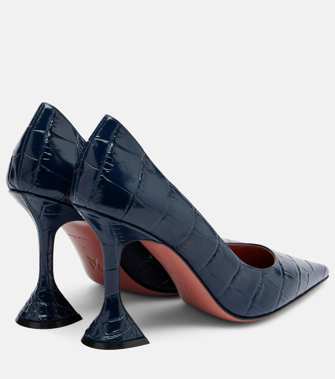 Amina Muaddi - Ami croc-effect leather pumps