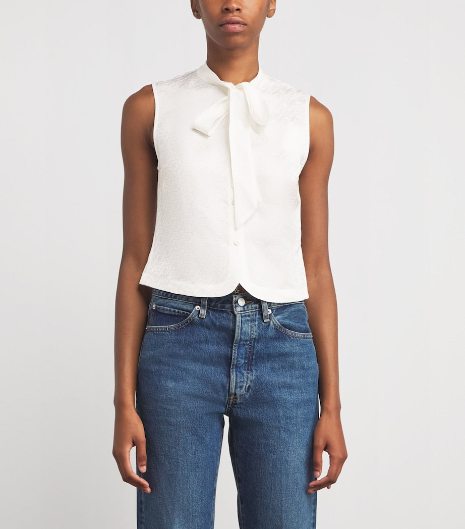 Claudie Pierlot White Lavallière-Neck Top