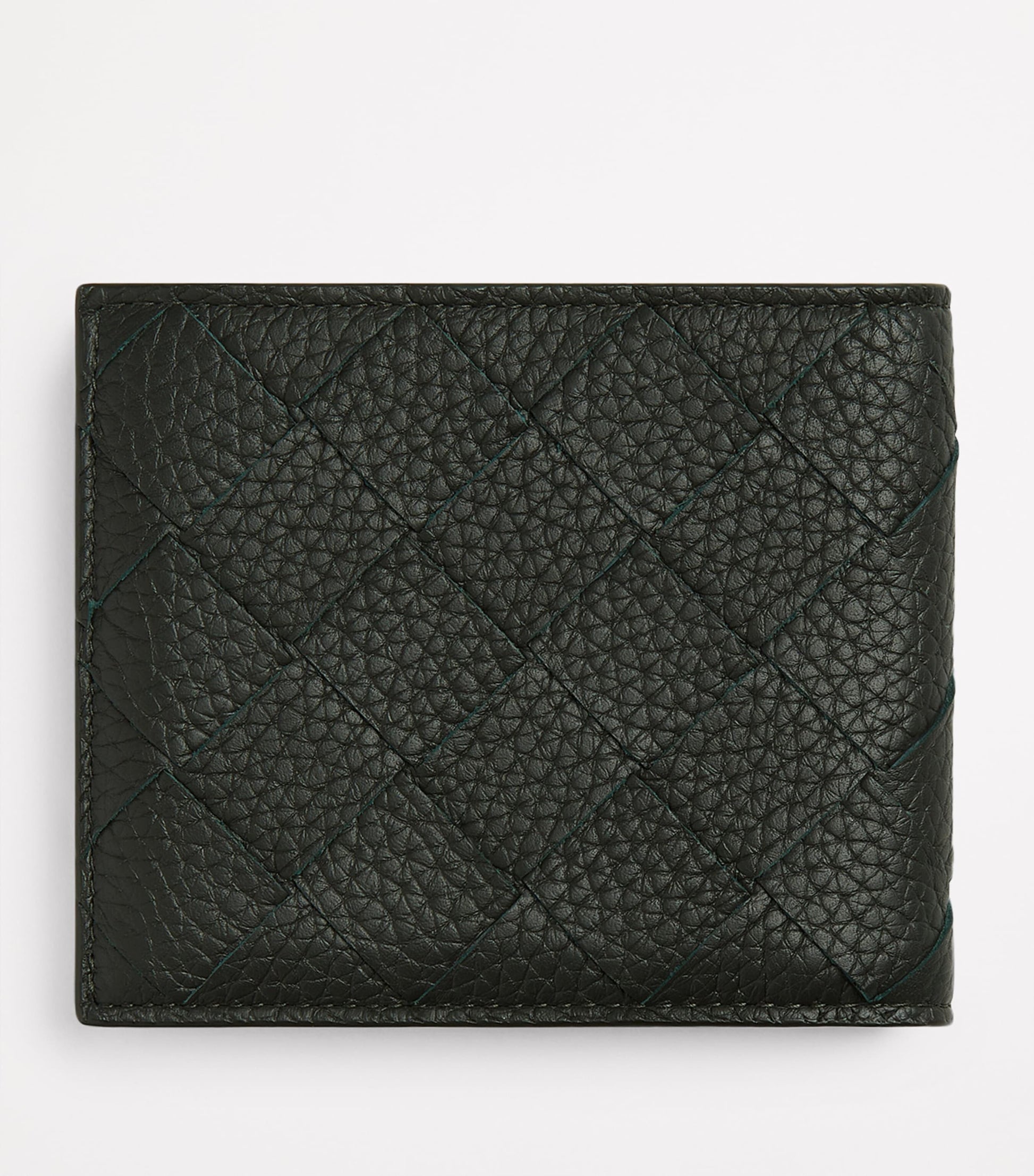 Bottega Veneta Grained Leather Intrecciato Bifold Wallet