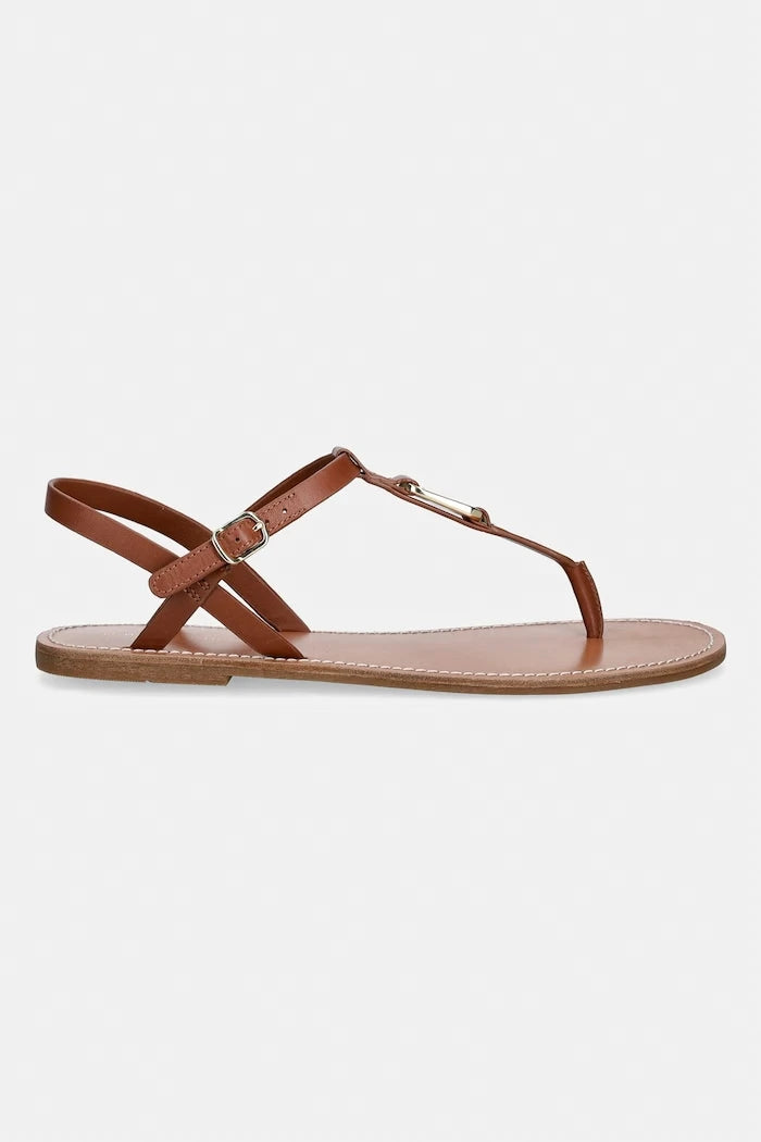 Tommy Hilfiger düz tabanlı kadın deri sandalet LEATHER THONG SANDAL