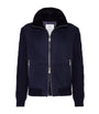 Brunello Cucinelli Blue Suede Knit Insert Bomber Jacket