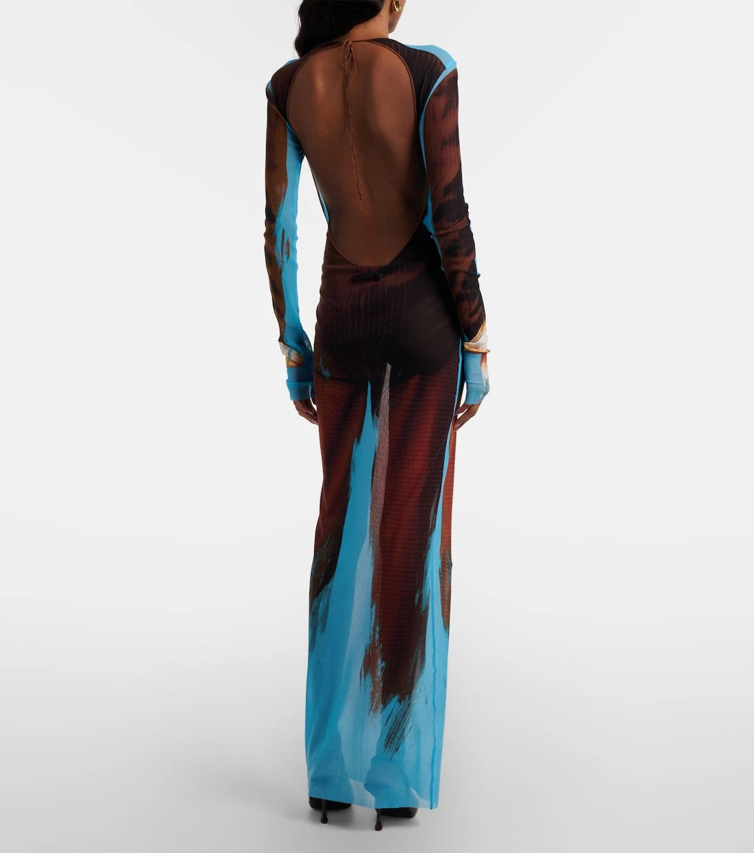 Jean Paul Gaultier - Printed sheer maxi dress