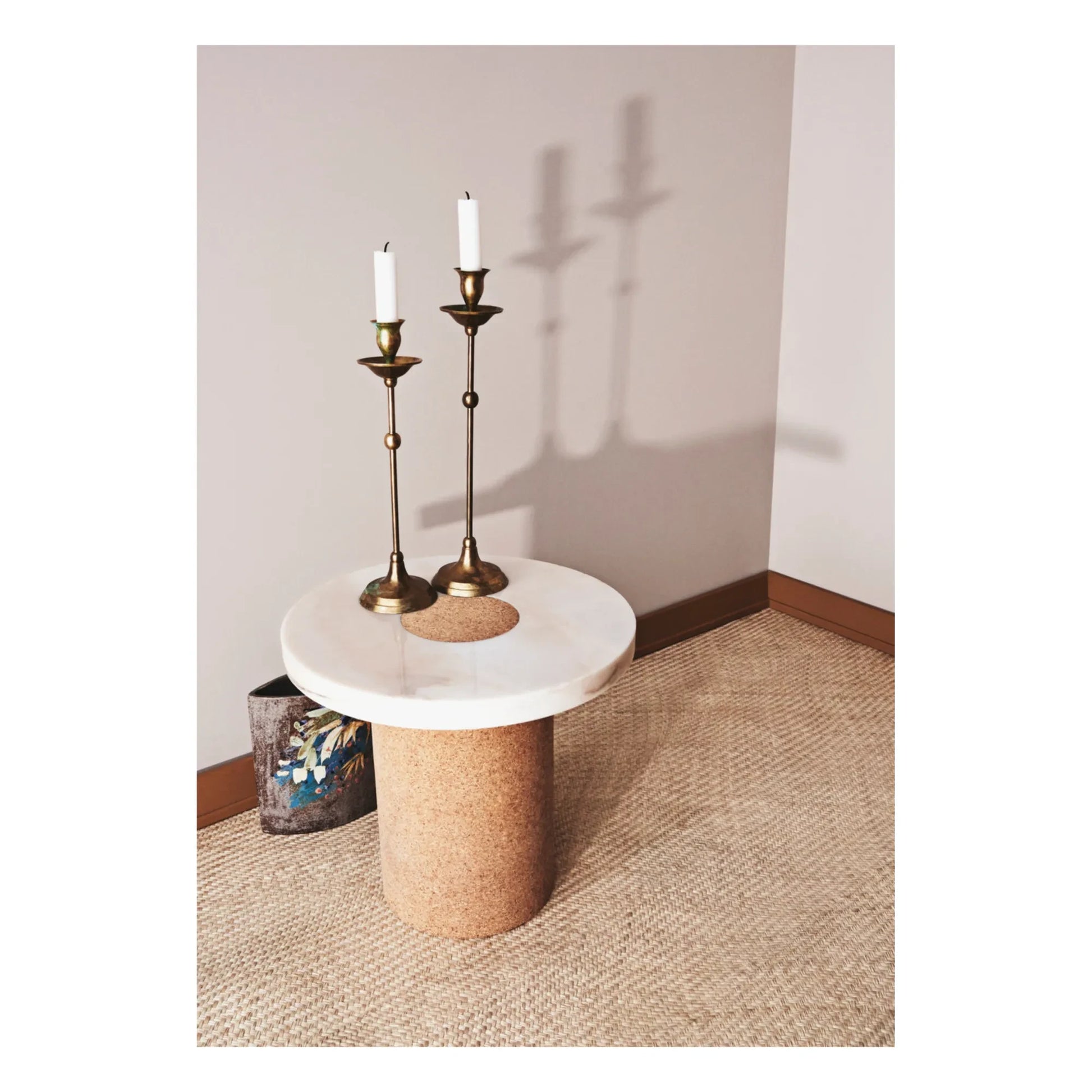 Frama - Sintra Side Table, Cork Base | Marble White