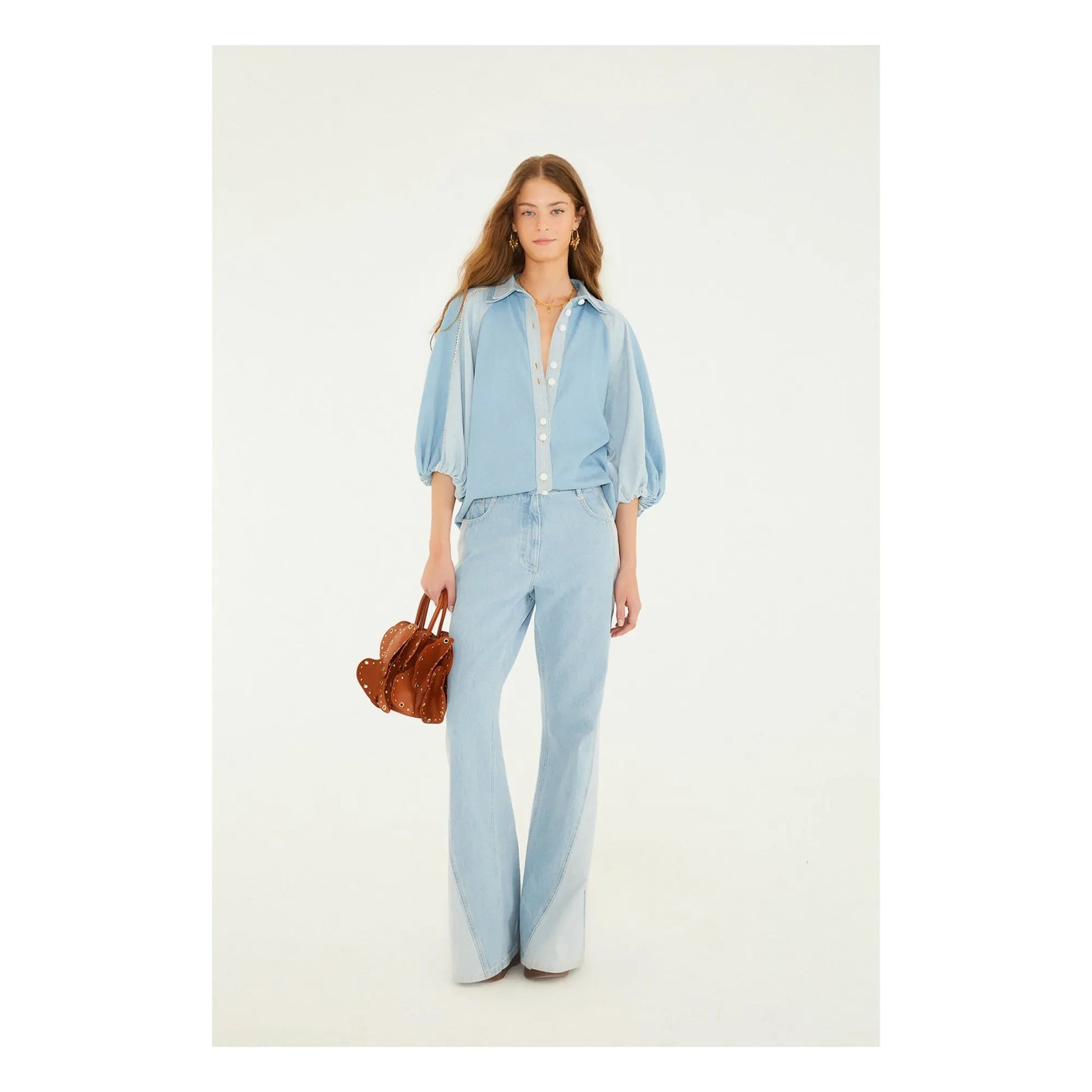 Farm Rio - Blouse Bicolore Denim | Blue