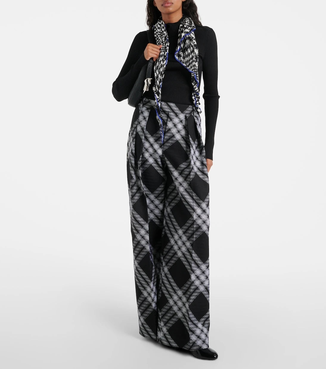 Burberry - Checked wool wide-leg pants