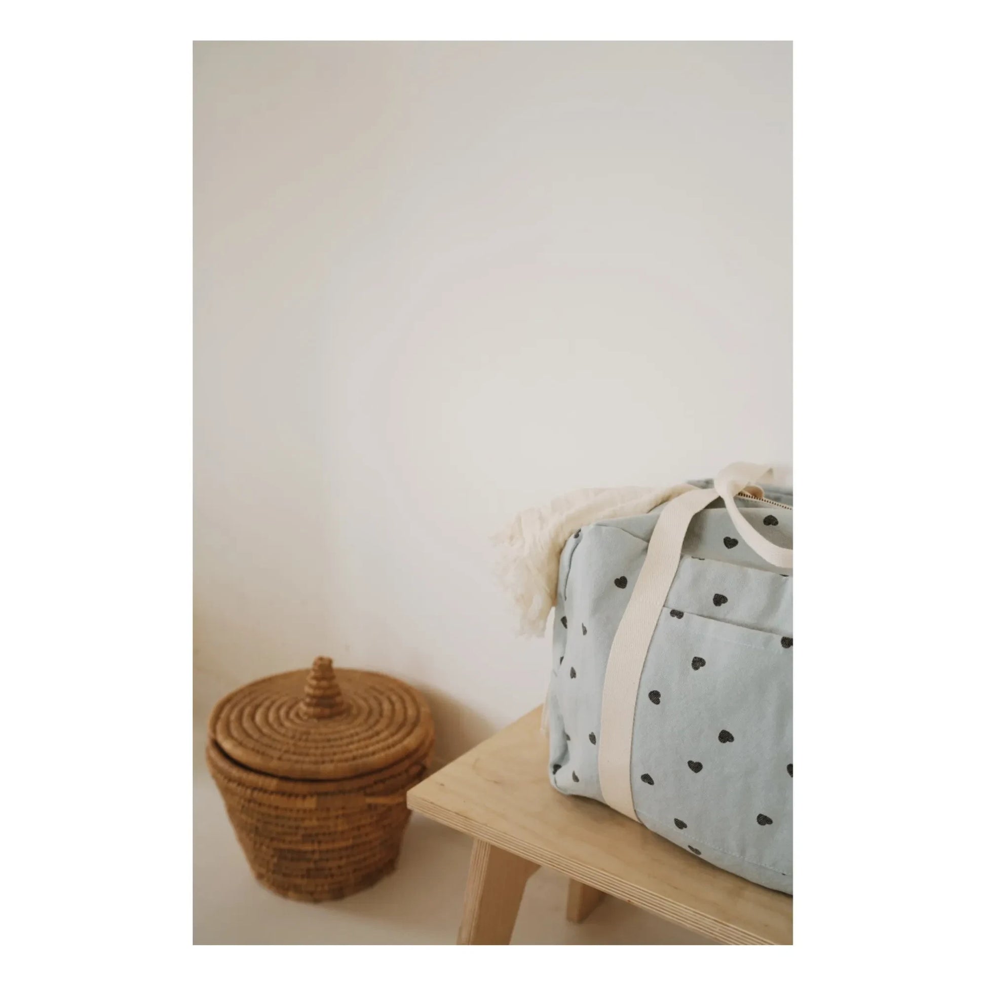 Rose in April - Raphaël Heart Print Baby Changing Bag | Light blue