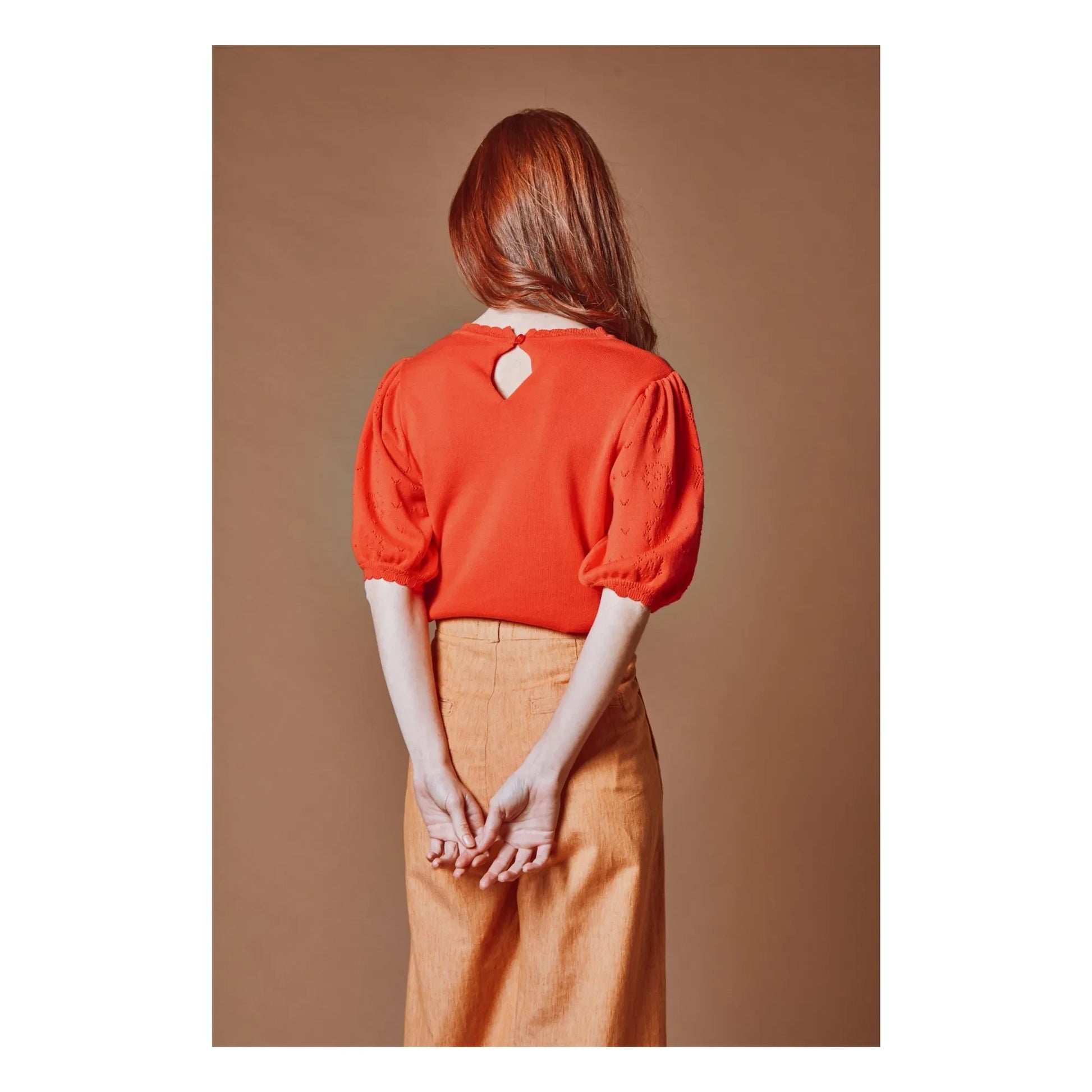 Emile et Ida - Organic Cotton Knotted Openwork Sweater | Poppy