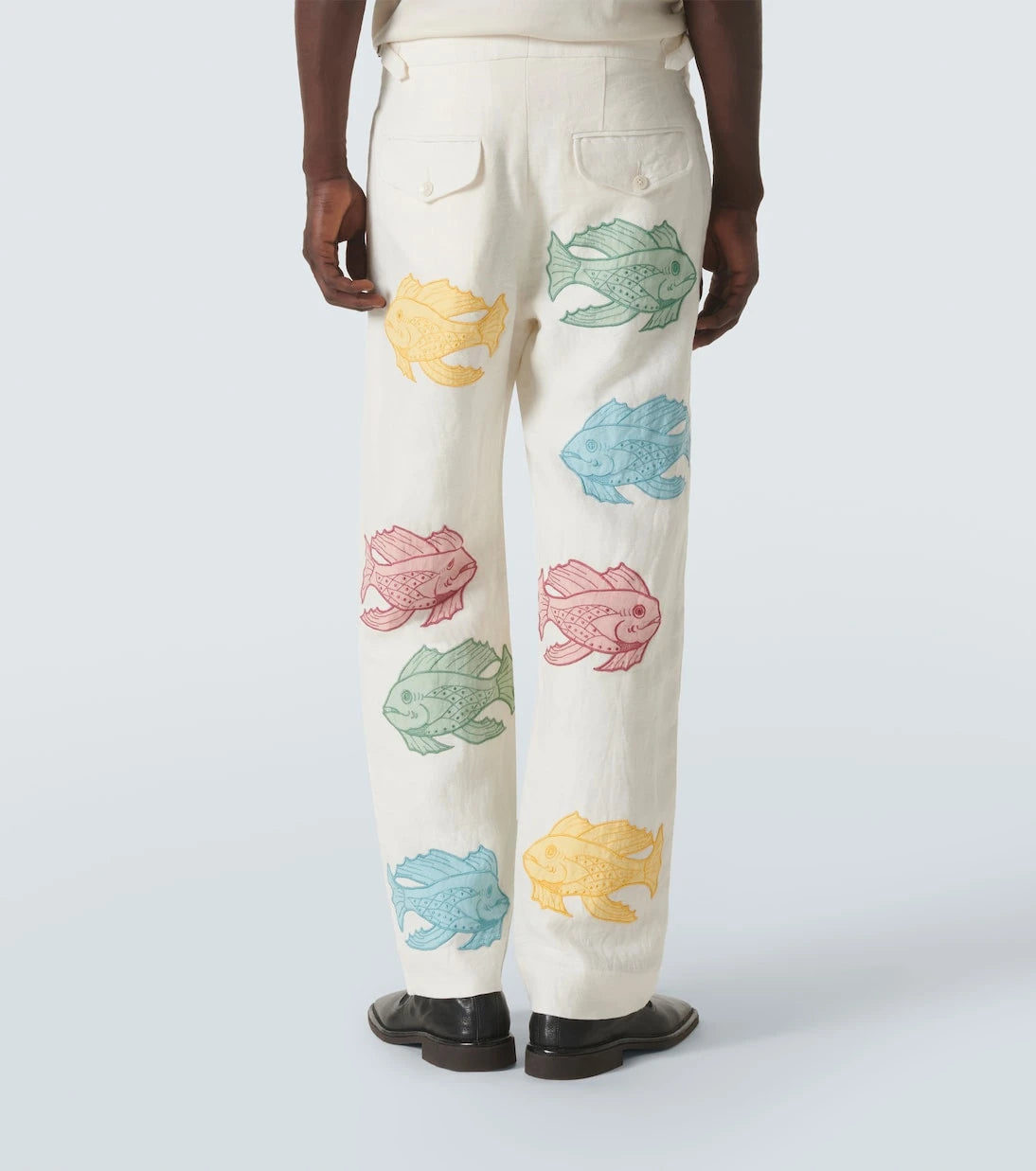 Bode - Piscine appliqué linen straight pants