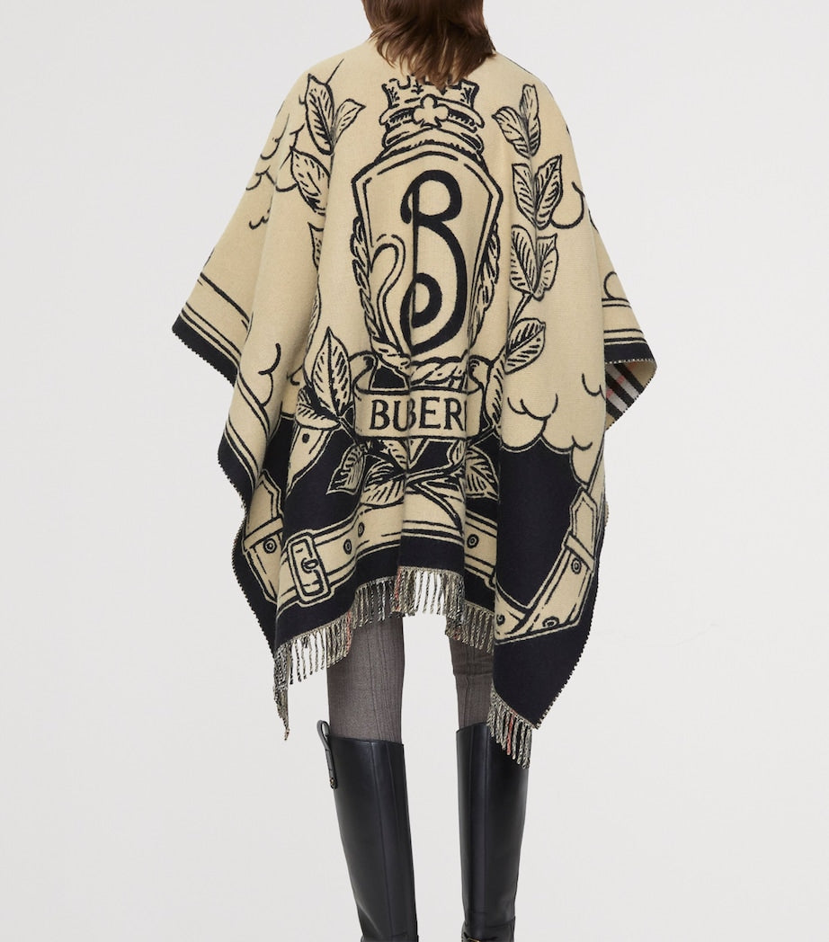 Burberry Beige Wool Reversible Check EKD Cape
