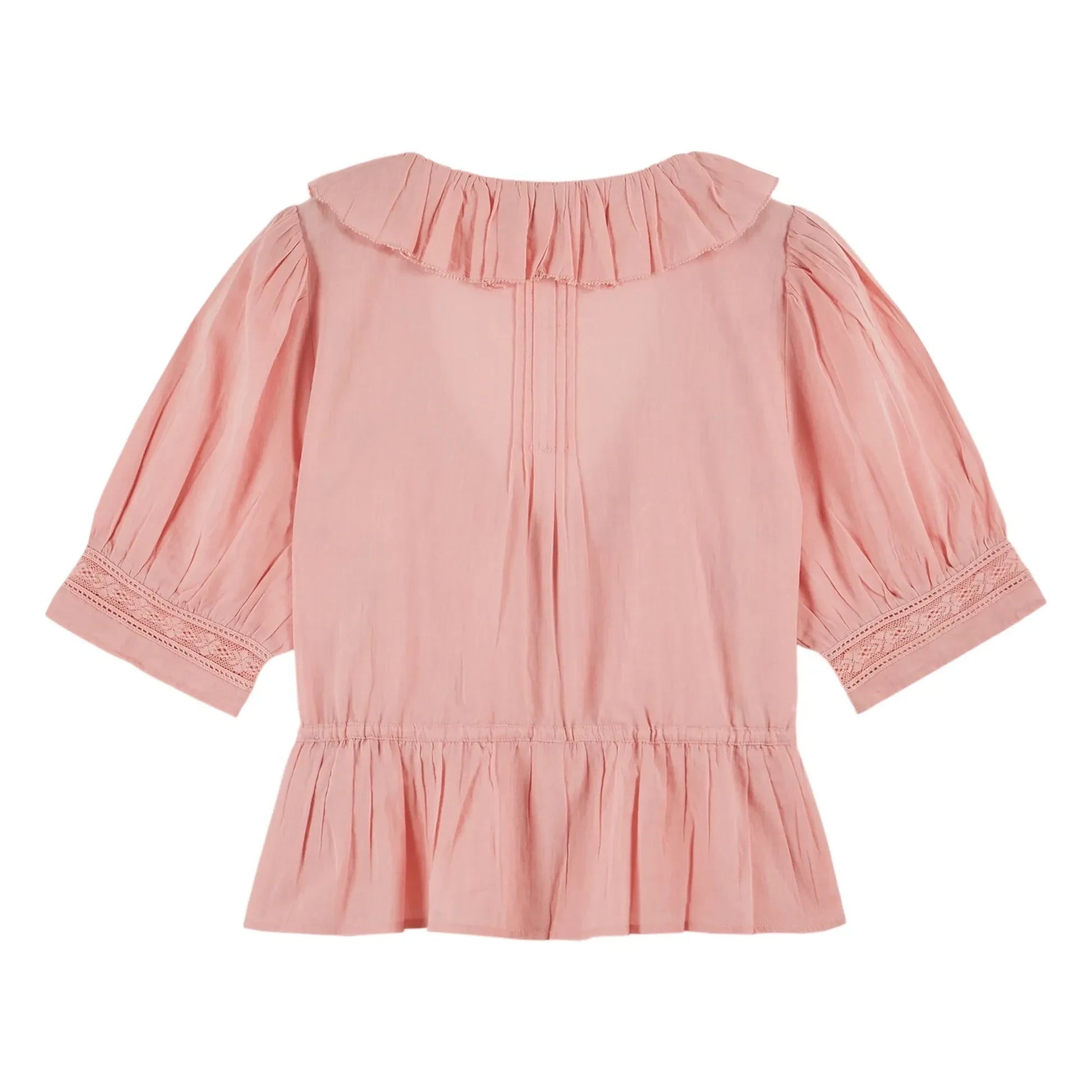 Emile et Ida - Embroidered cotton ruffled blouse | Pink
