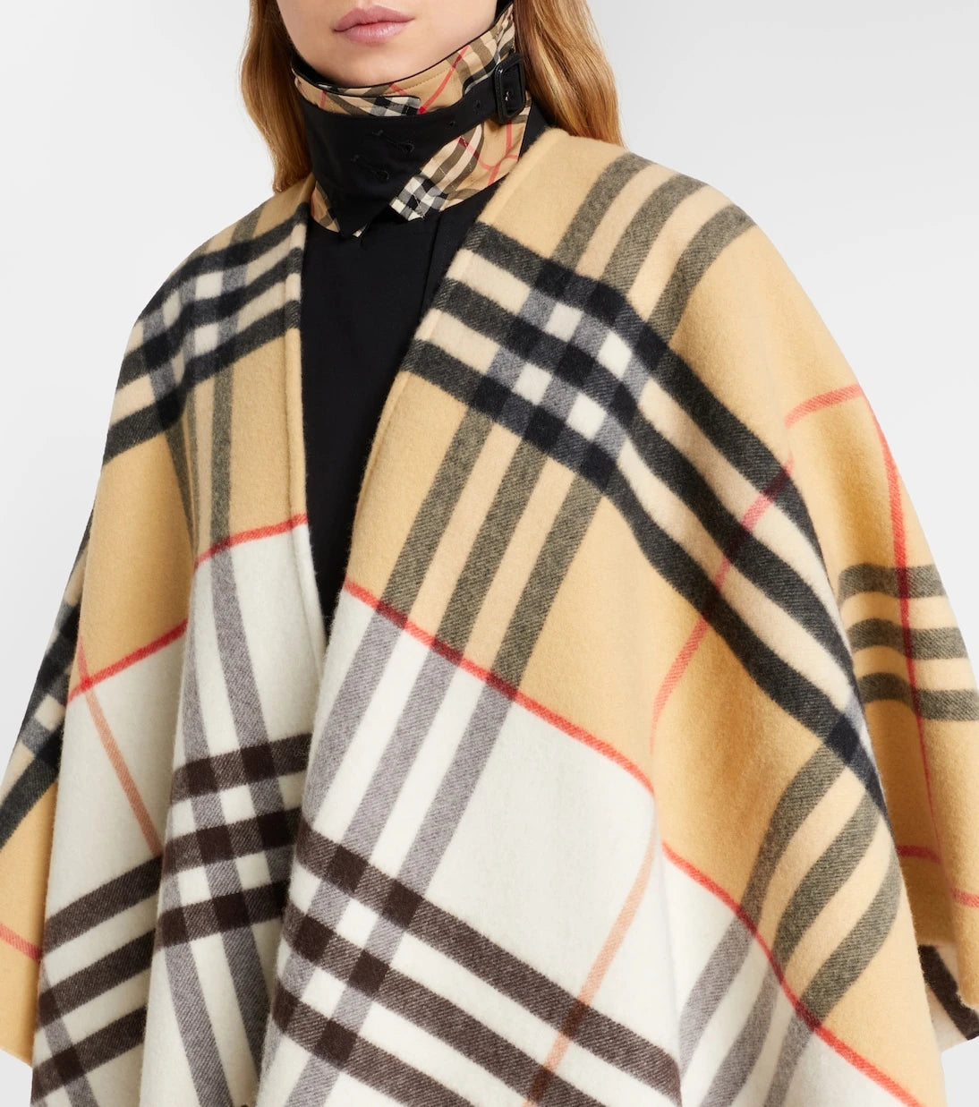 Burberry - Burberry Check cashmere and wool shawl