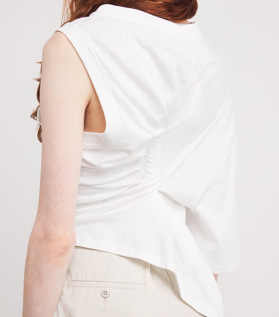 A.W.A.K.E. Mode White Organic Cotton Asymmetric Knot Top