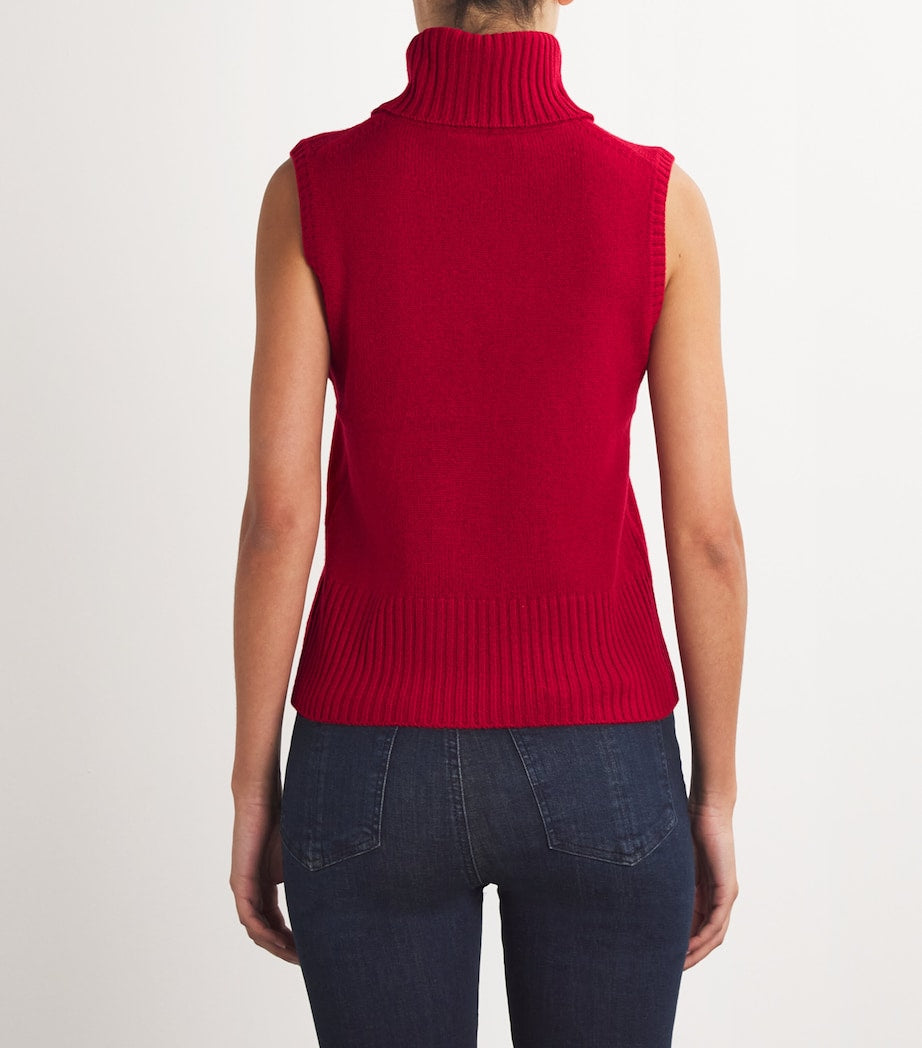Veronica Beard Red Cashmere Mazzy Sweater Vest