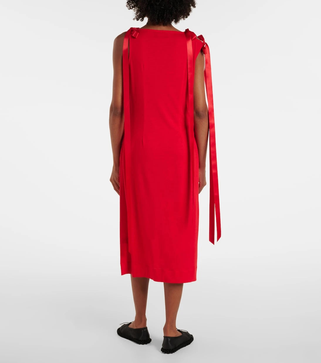 Simone Rocha - فستان متوسط الطول من الجيرسيه بتفاصيل فيونكة