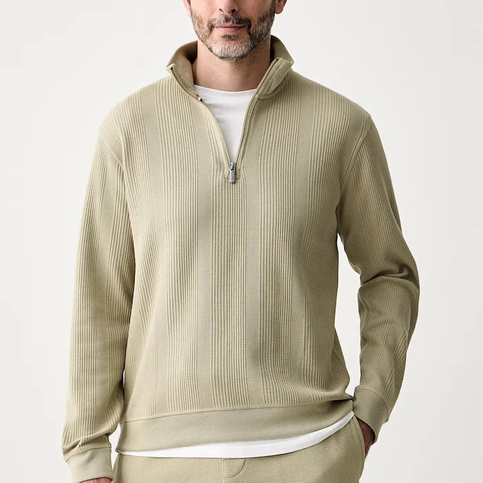 BOSS pamuklu erkek ev sweatshirtü Structure 1/4 Zip