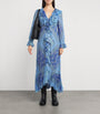 Rixo Blue Silk Printed Gracye Midi Dress