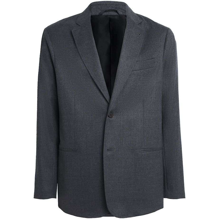 Emporio Armani Grey Virgin Wool Single-Breasted Blazer