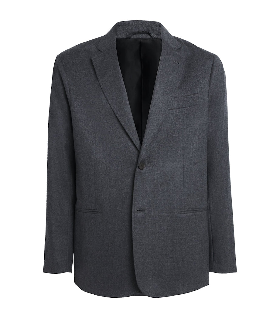 Emporio Armani Grey Virgin Wool Single-Breasted Blazer